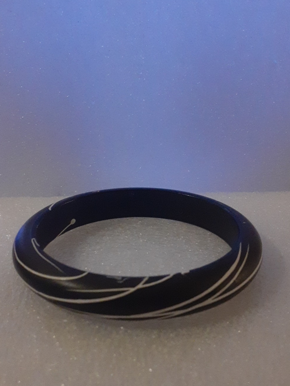 Source Unknown Black Bracelet with White Swirl Detail
